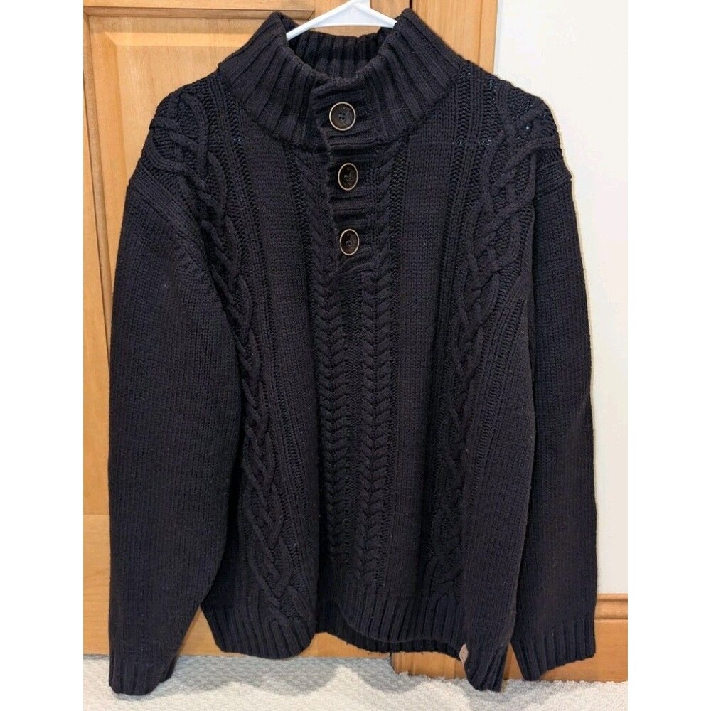 Weatherproof Vintage Men Size XXL Ombre Shawl Collar Knit Sweater Blue Pullover
